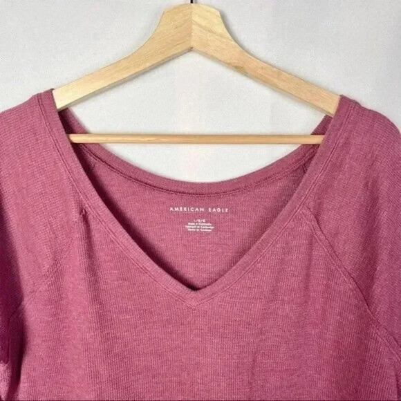 American Eagle AEO Purple Waffle Knit Tiered Long Sleeve L - Picture 3 of 4